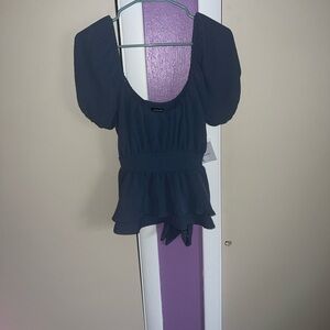 Elegant Black Puff Sleeve Top